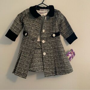 Girls 18M Blueberi Boulevard 2 piece tweed dress and jacket set